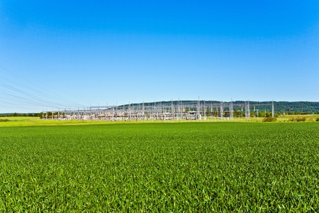 electric transformer station in beautiful landscape