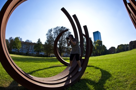 FRANKFURT, GERMANY - SEP 25: the  sculpture biennale âBlickachsenâ shows sculpture from Abakanowicz, Koorida and  Venet on sep, 26,2010 in Frankfurt, Germany. Exhibition is finalized at Oct 3, 2010.のeditorial素材