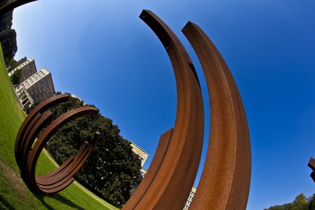FRANKFURT, GERMANY - SEP 25: the  sculpture biennale âBlickachsenâ shows sculpture from Abakanowicz, Koorida and  Venet on sep, 26,2010 in Frankfurt, Germany. Exhibition is finalized at Oct 3, 2010.のeditorial素材