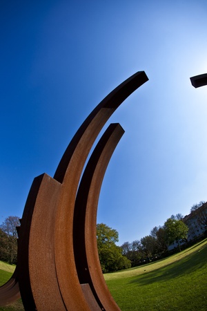 FRANKFURT, GERMANY - SEP 25: the  sculpture biennale âBlickachsenâ shows sculpture from Abakanowicz, Koorida and  Venet on sep, 26,2010 in Frankfurt, Germany. Exhibition is finalized at Oct 3, 2010.のeditorial素材