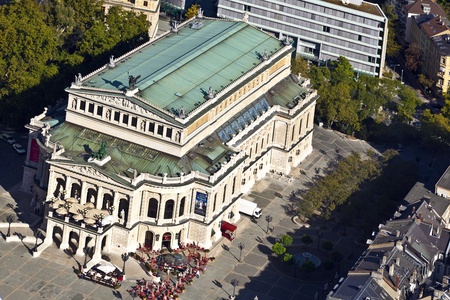 aerial of famous Opera house in Frankfurt, the Alte Oper, Germanyのeditorial素材