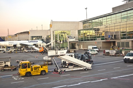 FRANKFURT, GERMANY OCT 26: Arriving with Lufthansa in A-Finger  Terminal 1 on OCT 26, 2011 in...