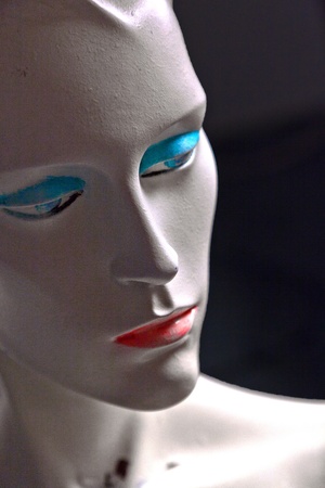 face of damaged puppetの写真素材
