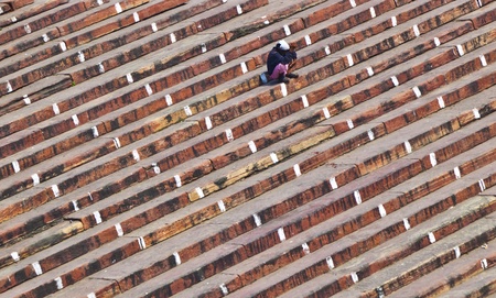 DELHI, INDIA - NOVEMBER 09: pilgrims rests at the stairs of Jama Masjid Mosque on November 11,2011 in Delhi, india. It is the largest and best-known mosque in India.のeditorial素材