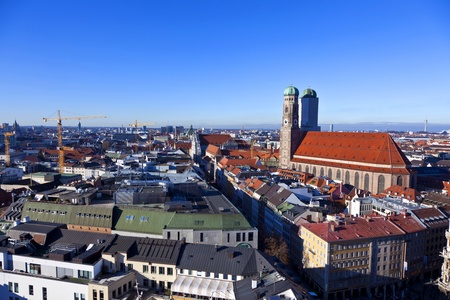 aerial of Munich in beautiful weatherの写真素材