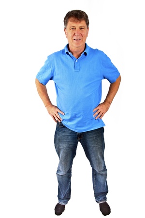 attractive man dressed casually in studio isolated on whiteの写真素材