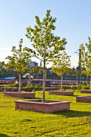 WIESBADEN, GERMANY - October 3: memorial for the deportation of jews to Auschwitz from this train station and Schlachthoframpe on October 3,2011 in Wiesbaden, Germany.のeditorial素材