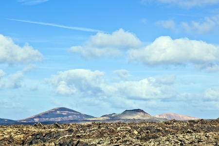 volcanic landscape taken in Timanfaya National Park, Lanzarote, Canary Islands, Spain