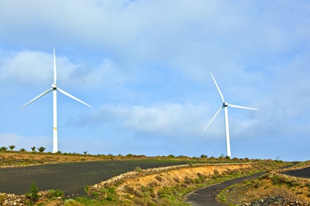 wind engine on top of hill in motion