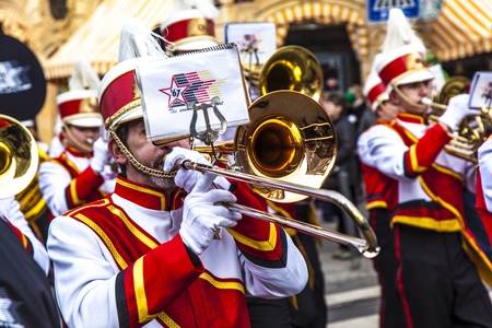 FRANKFURT, GERMANY - MARCH 5: The Carnival  Parade moves through the city on March 5, 2011 in Frankfurt, Germany. They  conquest the town hall and get the key for one day from the mayor.のeditorial素材