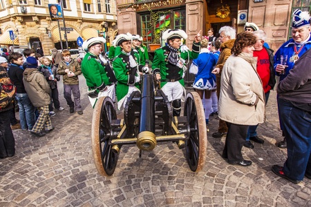 FRANKFURT, GERMANY - MARCH 5: The Carnival  Parade moves through the city on March 5, 2011 in Frankfurt, Germany. They  conquest the town hall and get the key for one day from the mayor.のeditorial素材
