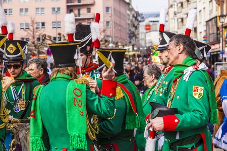 FRANKFURT, GERMANY - MARCH 5: The Carnival  Parade moves through the city on March 5, 2011 in Frankfurt, Germany. They  conquest the town hall and get the key for one day from the mayor.のeditorial素材