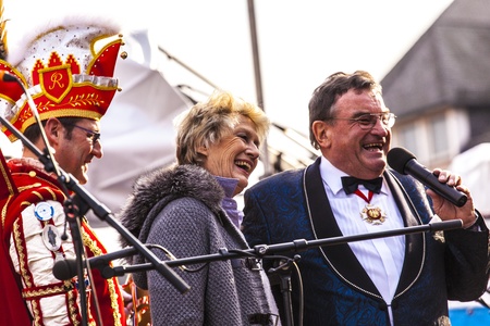 FRANKFURT, GERMANY - MARCH 5: The Carnival  Parade moves through the city on March 5, 2011 in Frankfurt, Germany. They  conquest the town hall and get the key for one day from the mayor.のeditorial素材