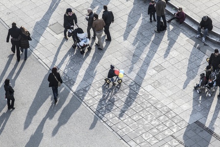 FRANKFURT - GERMANY, MARCH 03: people walk along the Zeil in Midday on March 03,2011 in Frankfurt,...