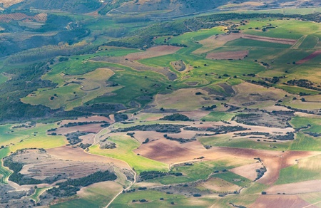 aerial of countryside and fields around madridの写真素材