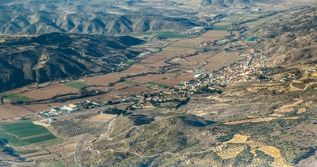 aerial of countryside and fields around madridの写真素材
