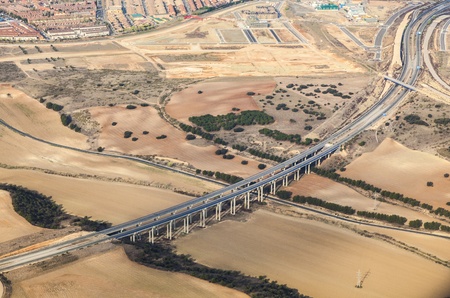 aerial of countryside and fields around madridの写真素材