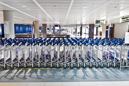 baggage carts in the airportのeditorial素材