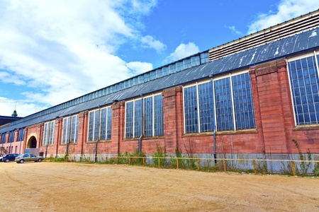 detail of old classicistical train station in wiesbadenのeditorial素材