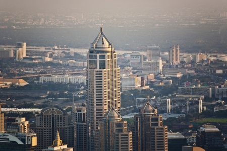 View across Bangkok skyline showing office blocks and condominiumsのeditorial素材