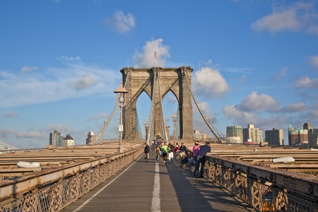 famous Brooklyn Bridge in New Yorkのeditorial素材