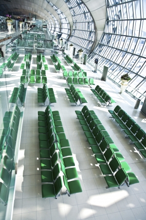 departure Gate and hall in the new Airport Suvarnabhumi in Bangkokのeditorial素材