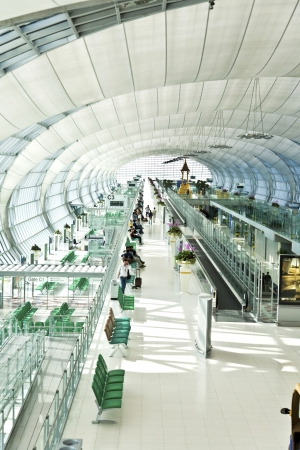 departure Gate and hall in the new Airport Suvarnabhumi in Bangkokのeditorial素材
