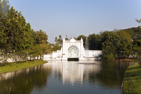 beautiful buildings and park in the Sommerpalace Bang Pa In of the King of Thailand near Ajuttayaのeditorial素材