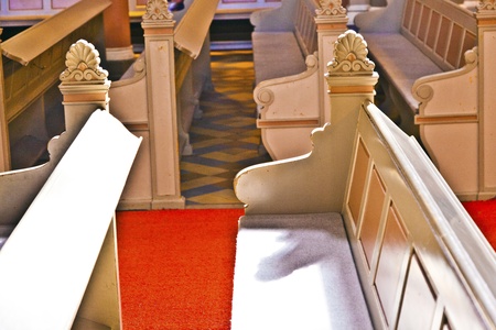 inside the famous Markt Kirche in Wiesbaden, a brick building in neo-Gothic styleのeditorial素材