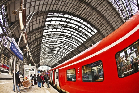 train enters the station with speedのeditorial素材