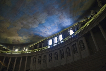 Theatro Olympico, Vicenca, famous cealing paintings and sculpures of the first historic  indoor...