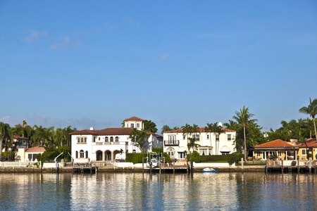 luxury houses at the canal  in Miami South, USA.のeditorial素材