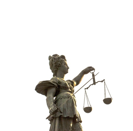 Statue of Lady Justice in front of the Romer in Frankfurt - Germanyのeditorial素材