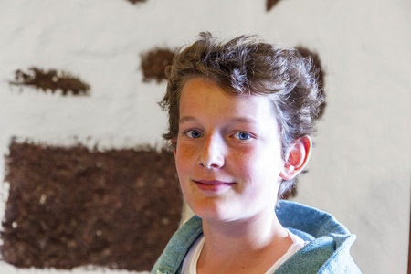 cute young boy in a restaurant