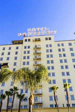HOLLYWOOD, USA -JUNE 26: facade of famous historic Roosevelt Hotel on June 26,2012 in Hollywood, USA. It  first opened on May 15, 1927. It is now managed by Thompson Hotels.のeditorial素材