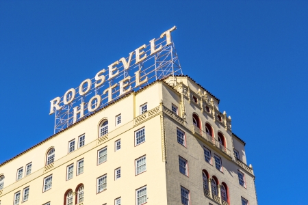 HOLLYWOOD, USA -JUNE 26: facade of famous historic Roosevelt Hotel on June 26,2012 in Hollywood, USA. It  first opened on May 15, 1927. It is now managed by Thompson Hotels.のeditorial素材