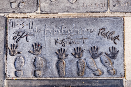 LOS ANGELES - JUNE 26: Michael Jackson's handprints in Hollywood Boulevard on June 26,2012 in Los...