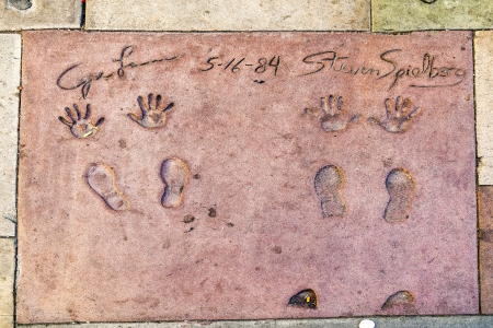 LOS ANGELES - JUNE 26:  handprints of Steven Spielberg in Hollywood on June 26,2012 in Los Angeles....