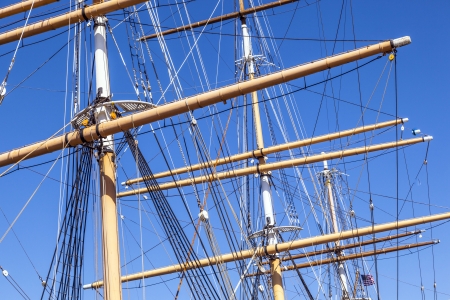 Detail of the three-master Balclutha (1886), San Francisco Maritime National Historic Park, Hyde Street Pierのeditorial素材