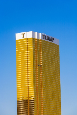 LAS VEGAS - APRIL 10: The Trump Hotel Las Vegas on April 10, 2012 in Las Vegas. a 64-story luxury hotel-condominium with The exterior windows are gilded with 24-carat gold. opened on March 31, 2008.のeditorial素材