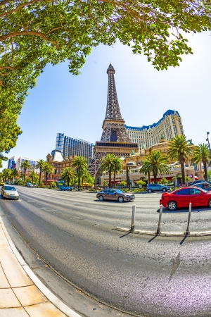 LAS VEGAS, NV - APRIL 17: Paris Las Vegas hotel and casino is seen on April 17, 2011 in Las Vegas, Nevada, USA. It includes a half scale, 541-foot (165 m) tall replica of the Eiffel Towerのeditorial素材