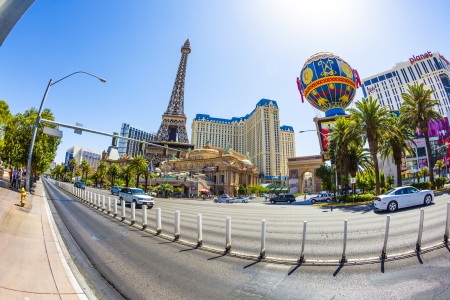 LAS VEGAS, NV - APRIL 17: Paris Las Vegas hotel and casino is seen on April 17, 2011 in Las Vegas, Nevada, USA. It includes a half scale, 541-foot (165 m) tall replica of the Eiffel Towerのeditorial素材