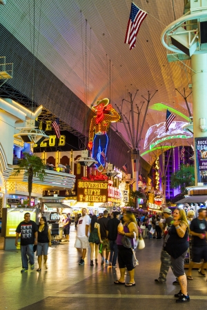 LAS VEGAS - JUNE 16 : Fremont Street in Las Vegas, Nevada on June 16, 2012. The street is the second most famous street in the Las Vegas. Fremont Street dates back to 1905, when Las Vegas was founded.のeditorial素材