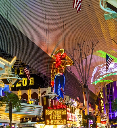 LAS VEGAS - JUNE 16 : Fremont Street in Las Vegas, Nevada on June 16, 2012. The street is the second most famous street in the Las Vegas. Fremont Street dates back to 1905, when Las Vegas was founded.のeditorial素材