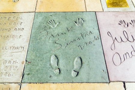LOS ANGELES - JUNE 26:  handprints in Hollywood Boulevard on June 26,2012 in Los Angeles. There are nearly 200 celebrity handprints in the concrete of Chinese Theatre's forecourt.のeditorial素材