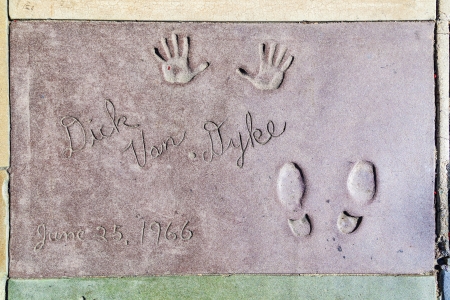 LOS ANGELES - JUNE 26:  handprints of Dick van Dyke in Hollywood Boulevard on June 26,2012 in Los Angeles. There are nearly 200 celebrity handprints in the concrete of Chinese Theatre's forecourt.のeditorial素材