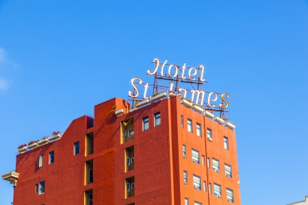 SAN DIEGO, USA - JUNE 11: facade of historic hotel St. James on June 11, 2012 in San Diego, USA. Built in 1913 by the late Henry Harms Preibisius, the  hostelry was the tallest building in San Diego.のeditorial素材