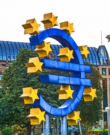 Euro Symbol in Frankfurt by night