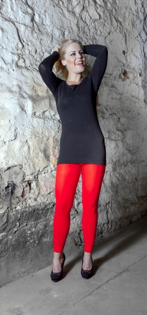 portrait of attractive sexy woman in  the cellarの写真素材