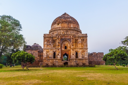 Lodi Gardens  Islamic Tomb  Bara Gumbad  set in landscaped gardens  15th Century AD  New Delhi, India の写真素材